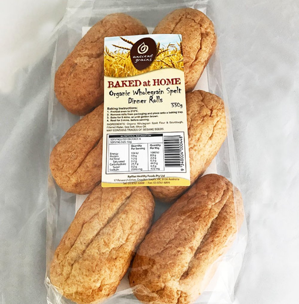 Ancient Grains Baked at Home Organic Spelt Wholemeal Dinner Rolls 330g
