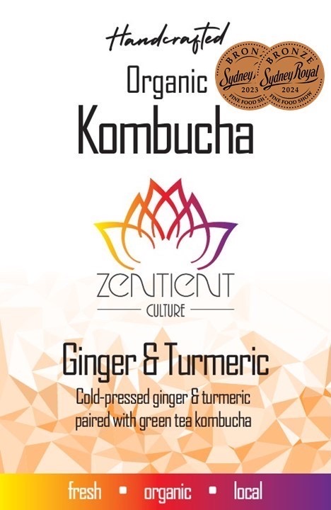 Zentient Culture Ginger & Turmeric Certified Organic Kombucha (Requires Bottle or BYO) 1L